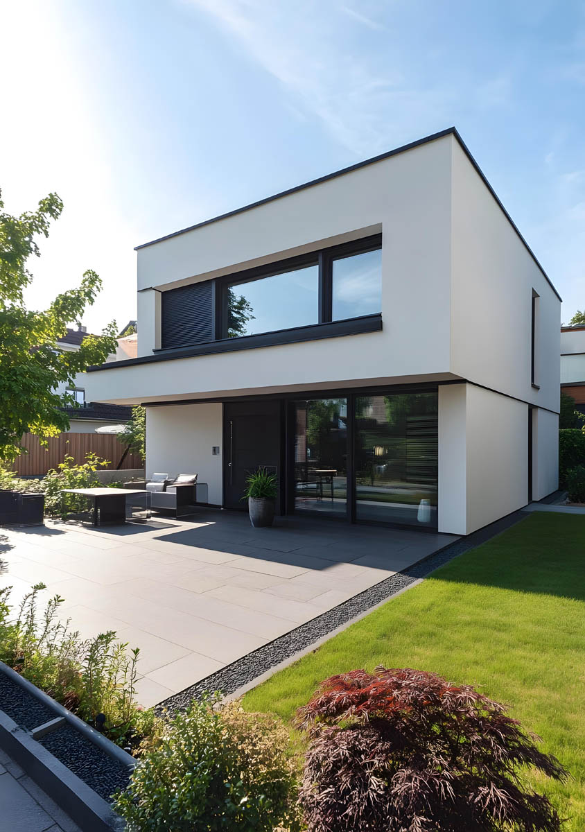 Façade d'immeuble rénovée avec finition peinture